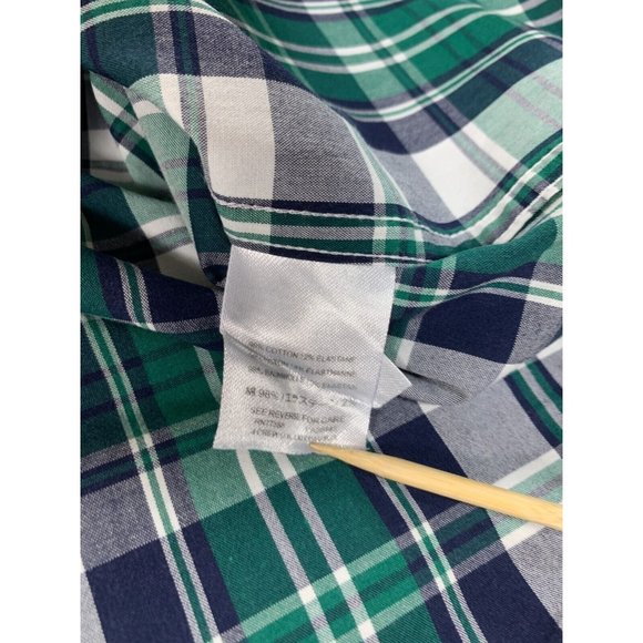 J Crew Mercantile Flex Cotton Blend‎ Plaid Button Down Shirt (Men's Large) Green - Picture 11 of 12